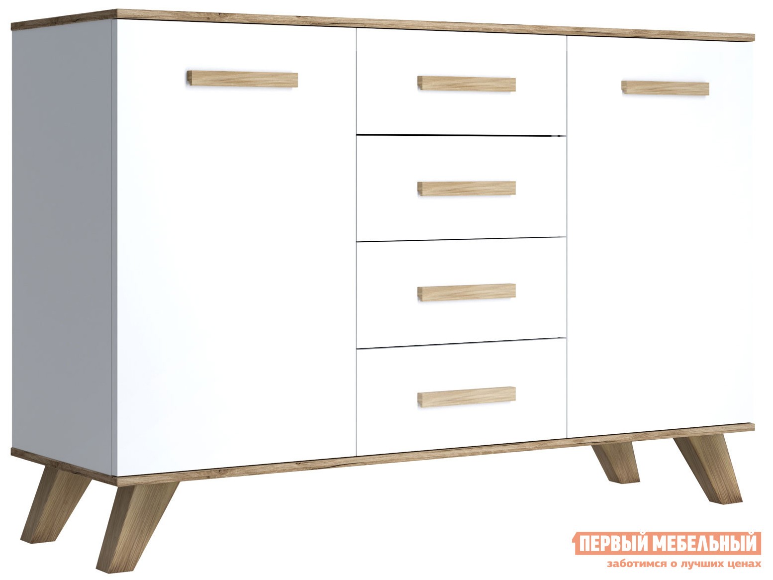 Комод  Вега Скандинавия Дуб Каньон / Белый / Белый глянец