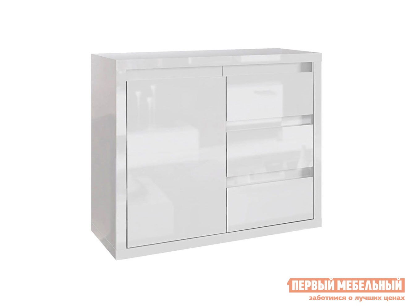 Комод  Норд Белый / Белый глянец