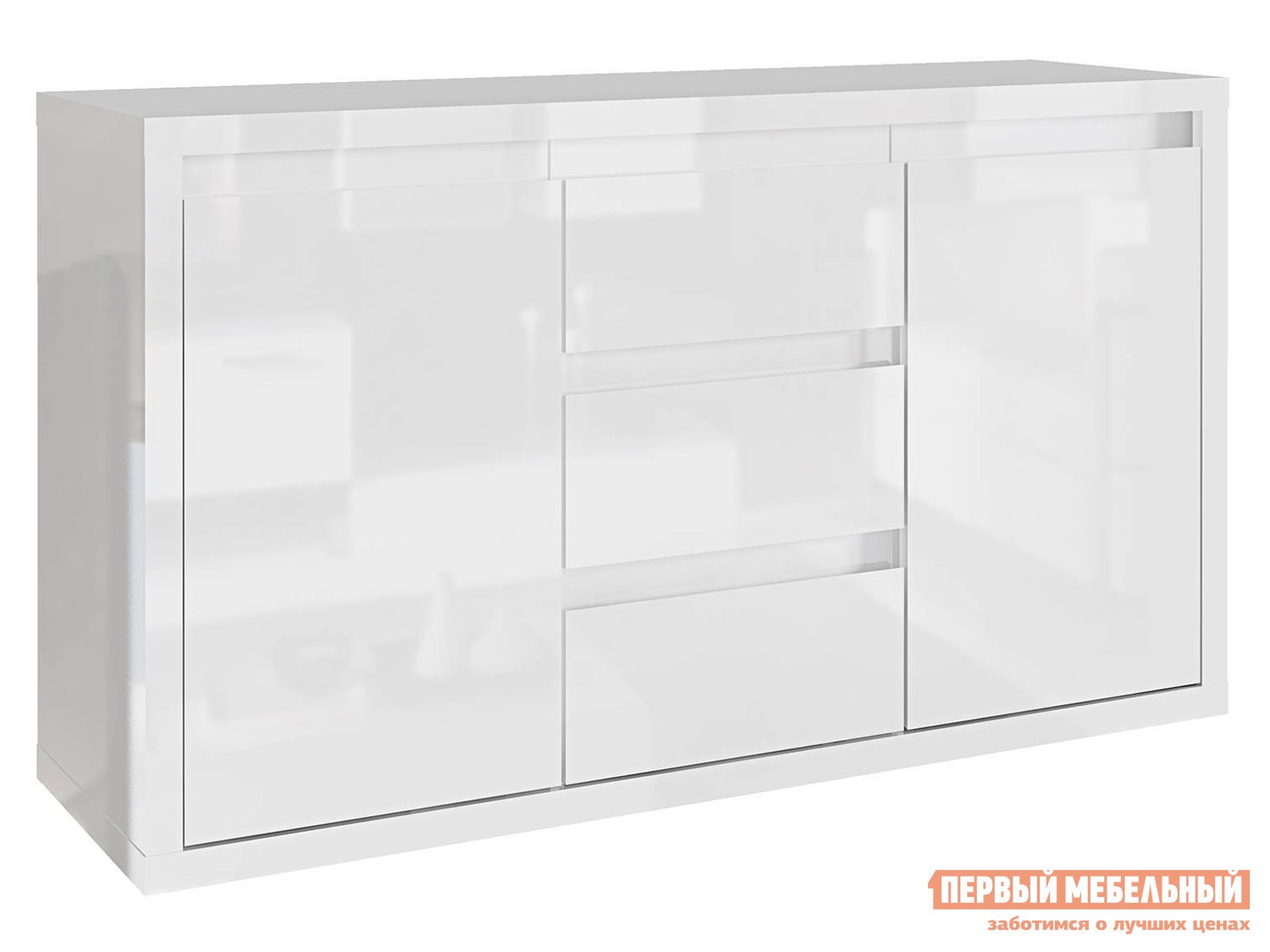 Комод  Норд Белый / Белый глянец