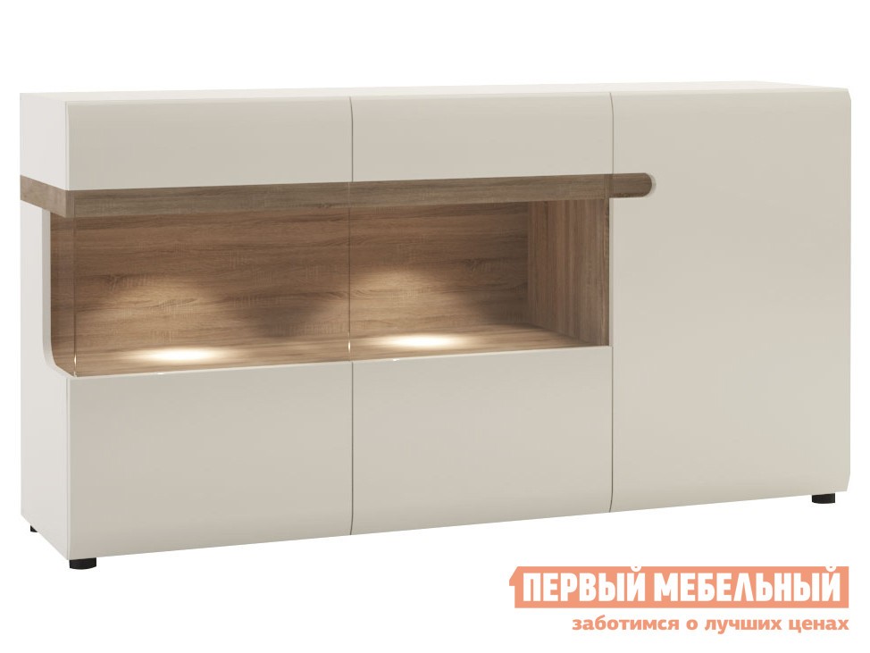 Комод  Линате Белый / Сонома трюфель, С подсветкой