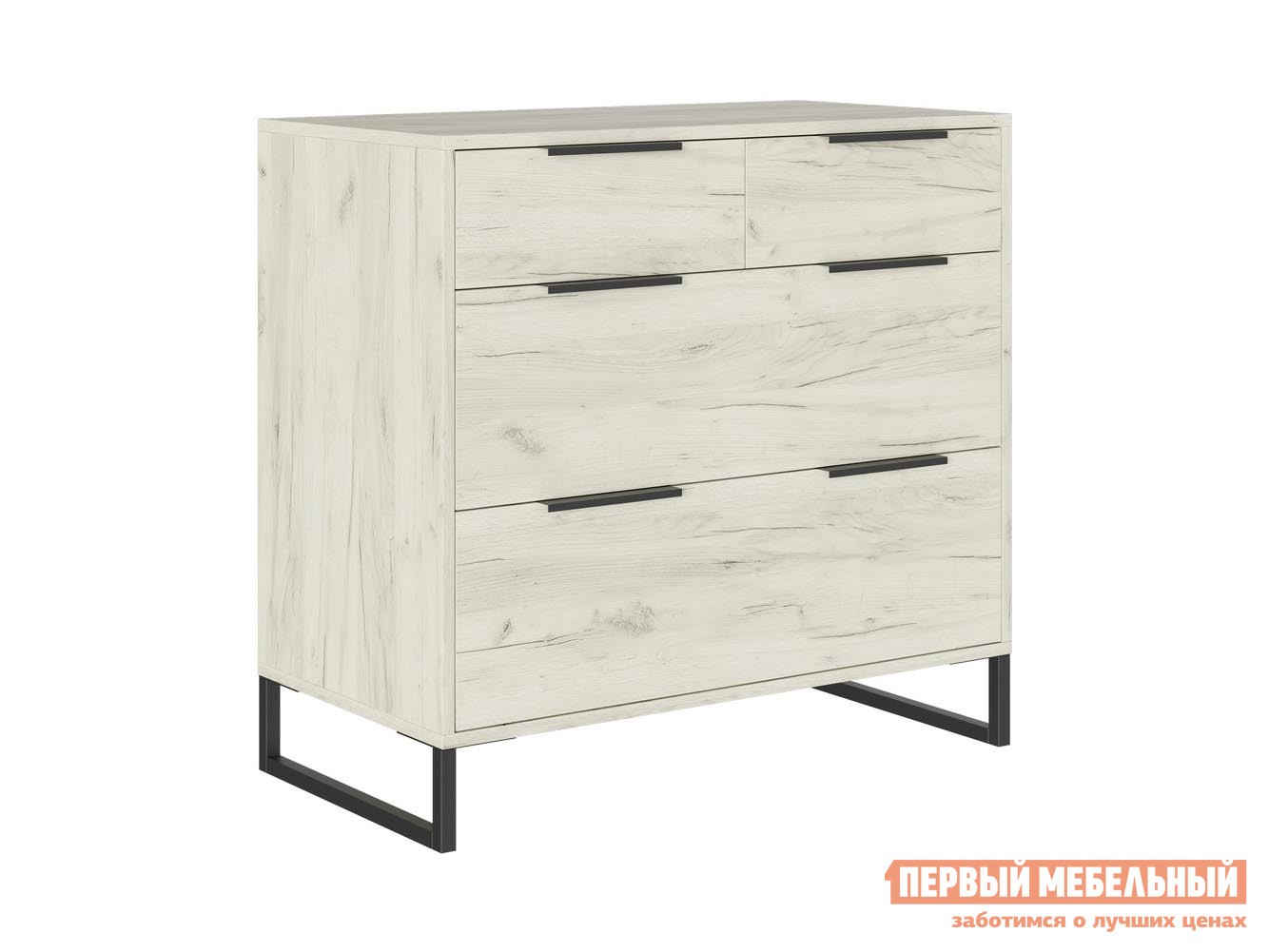 Комод  Лофт Дуб Крафт белый / Черный, металл