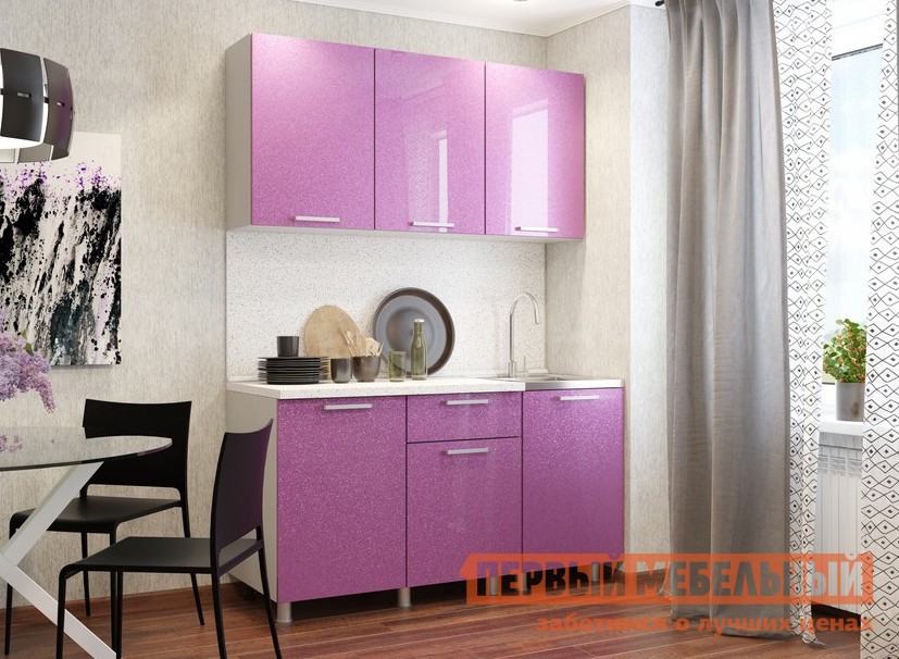 Кухонный гарнитур  Блестки 150 см Сирень