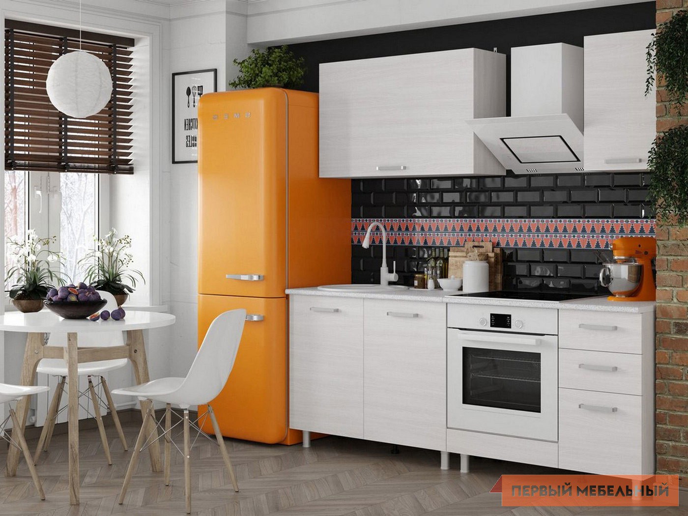 Кухонный гарнитур  Адель 200 см Ясень Анкор светлый / столешница Сахара