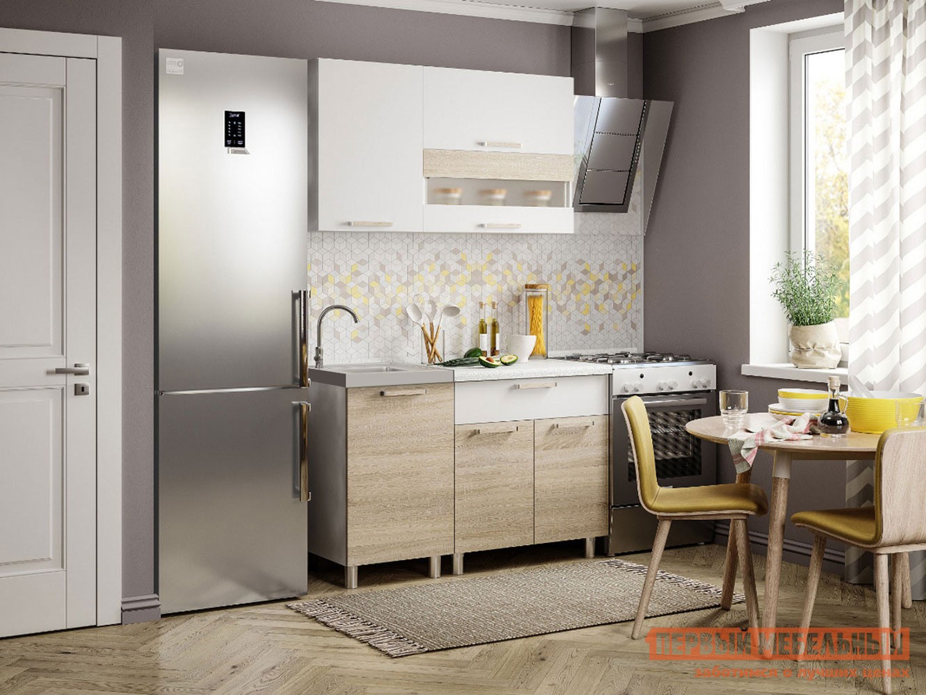 Кухонный гарнитур  Айсбери 120 см Белый / Дуб Сонома / Антарес