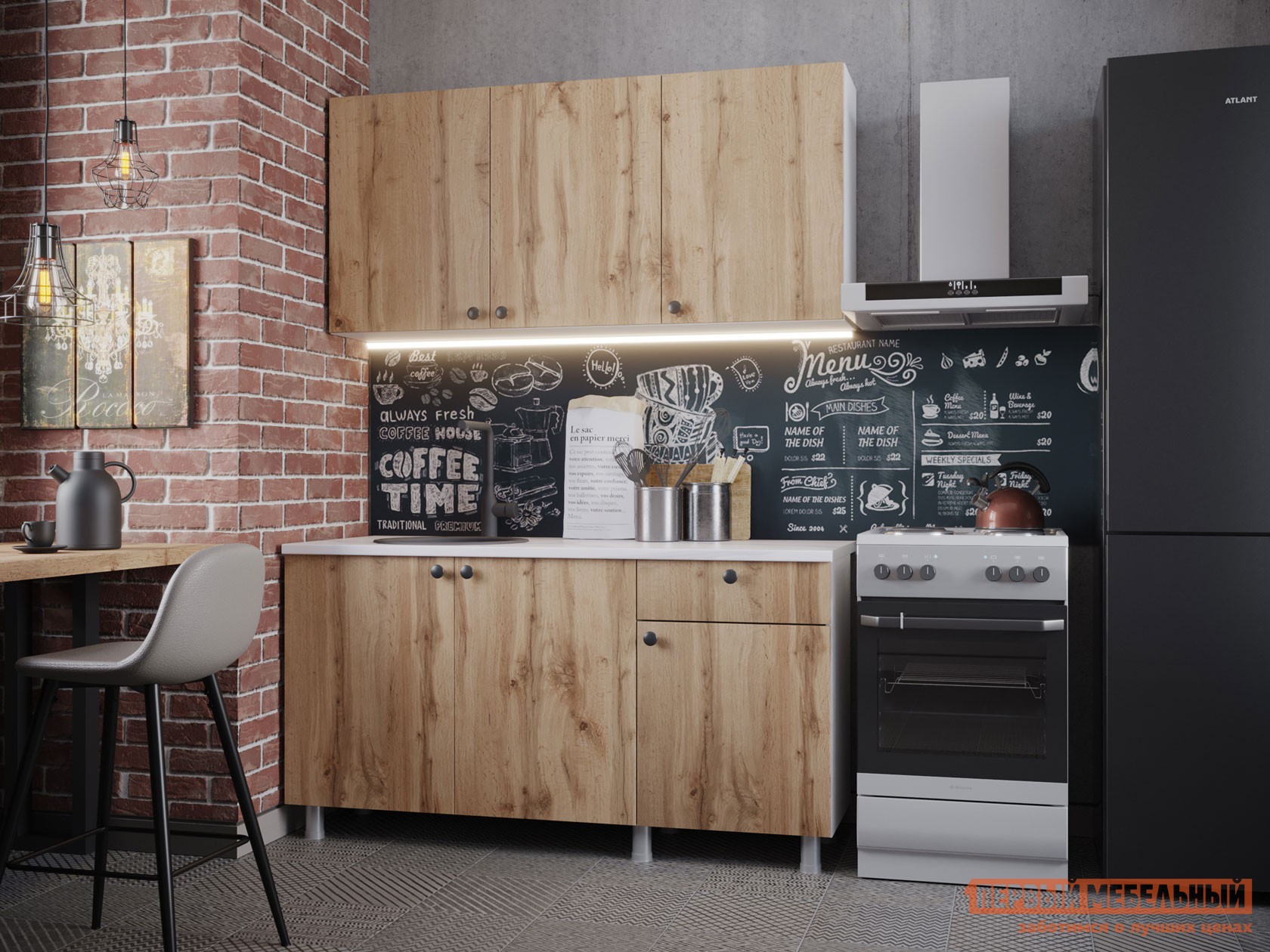 Кухонный гарнитур  Деми 150 см Дуб Вотан