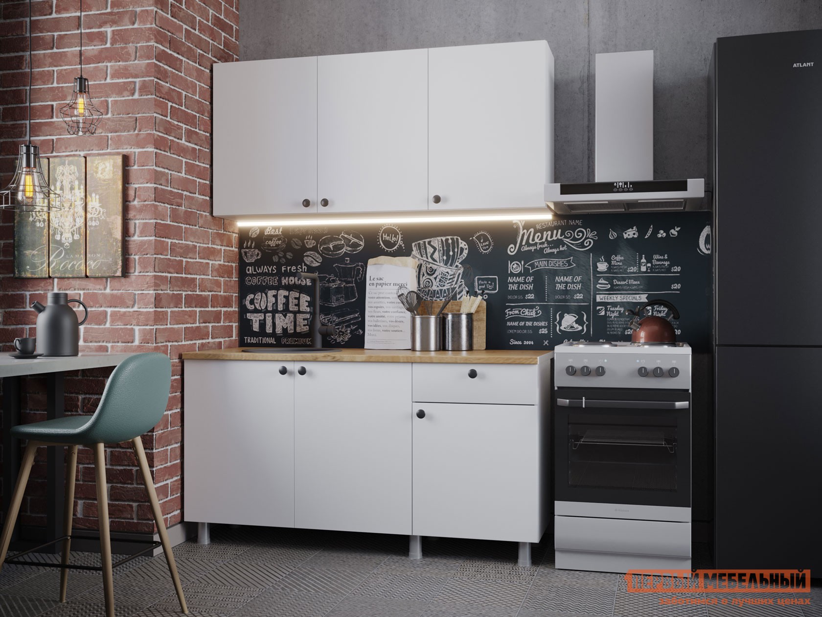 Кухонный гарнитур  Деми 150 см Белый