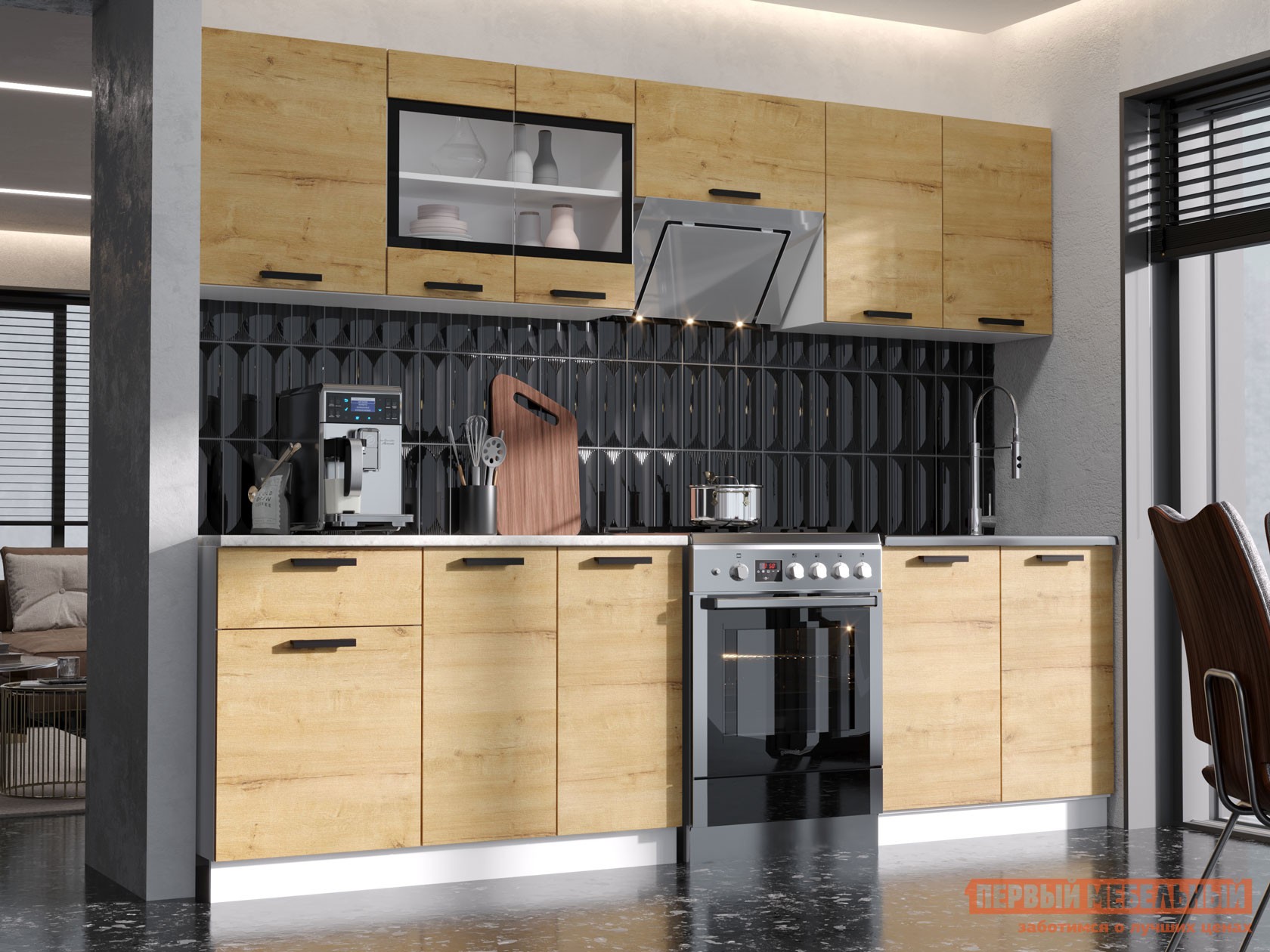 Кухонный гарнитур  Хозяюшка 260 см Дуб Вотан / столешница Калаката