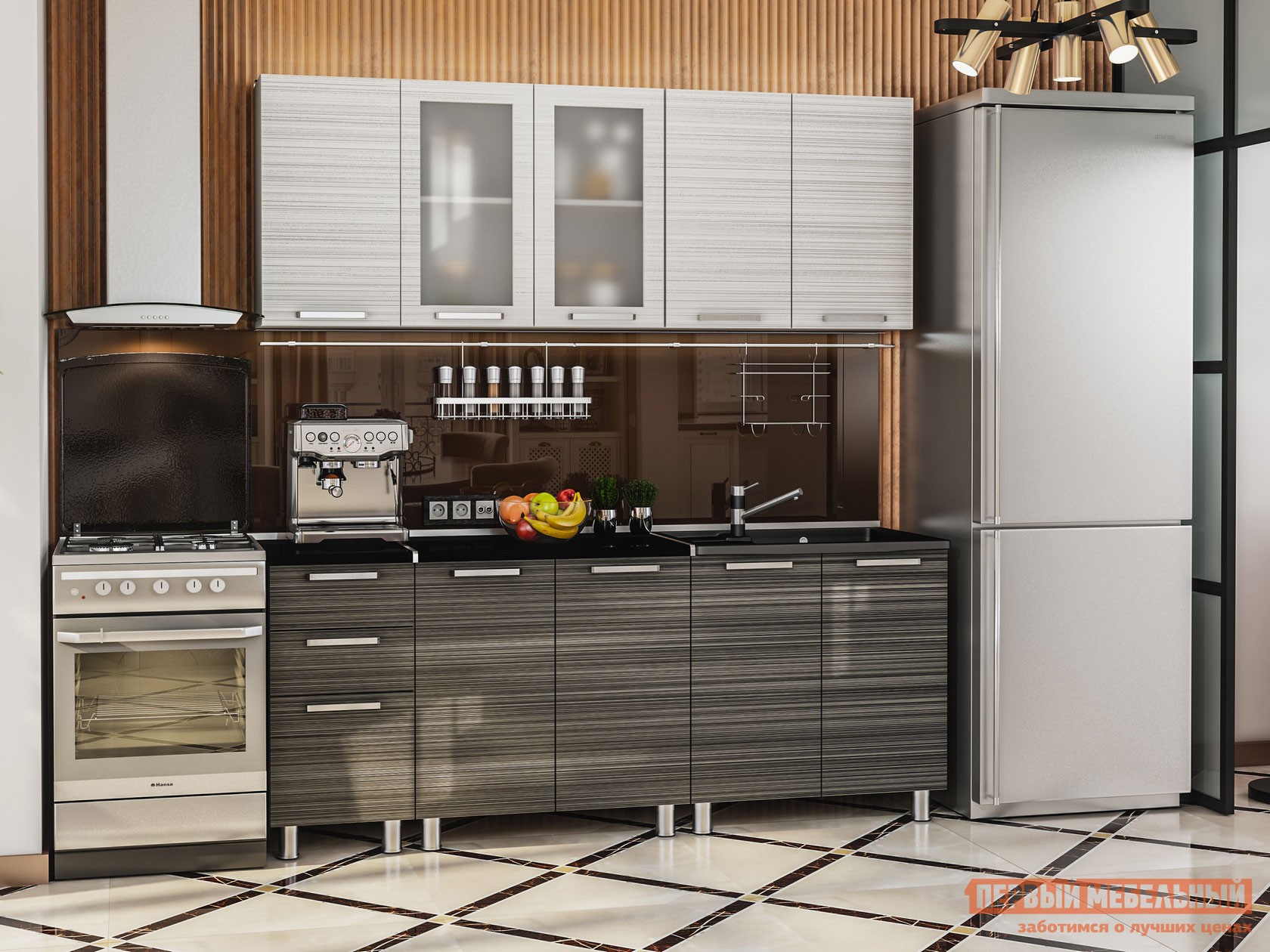 Кухонный гарнитур  Титан Титан белый / Титан черный