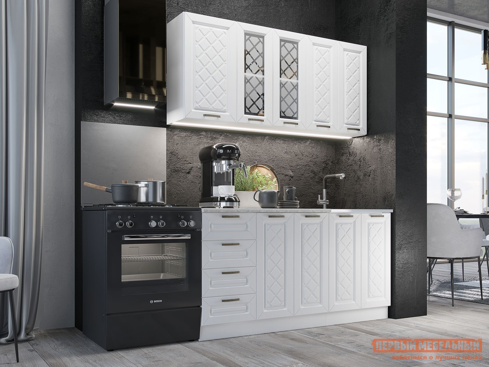 Кухонный гарнитур  Агава 160 см Акация белая / столешница Калаката