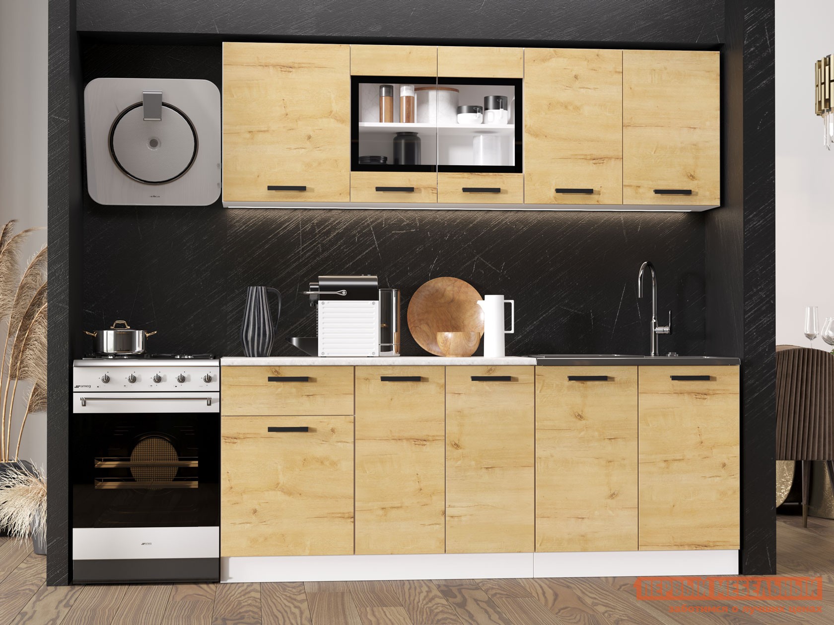 Кухонный гарнитур  Хозяюшка 180 см Дуб Вотан / столешница Калаката