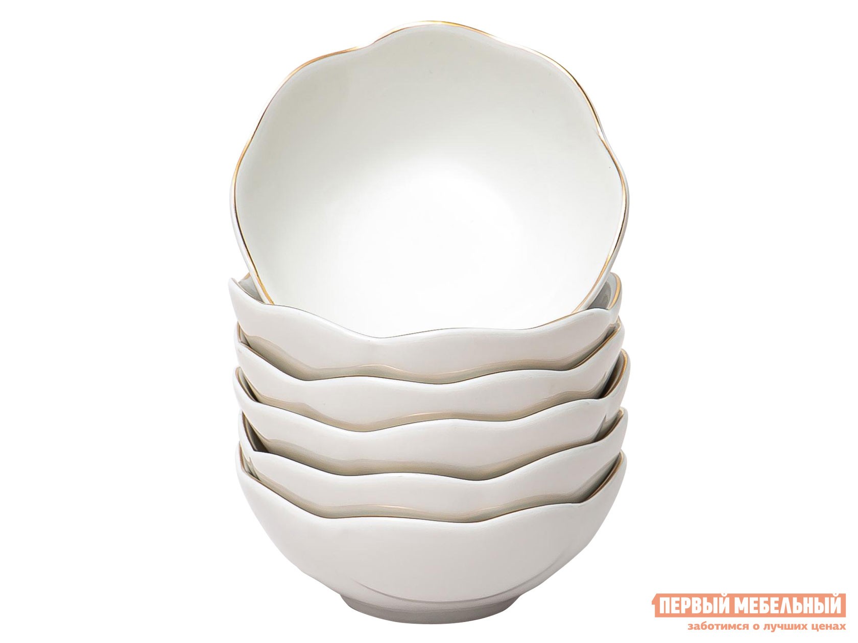 Комплект столовой посуды  Шелк 6 предметов Белый, фарфор