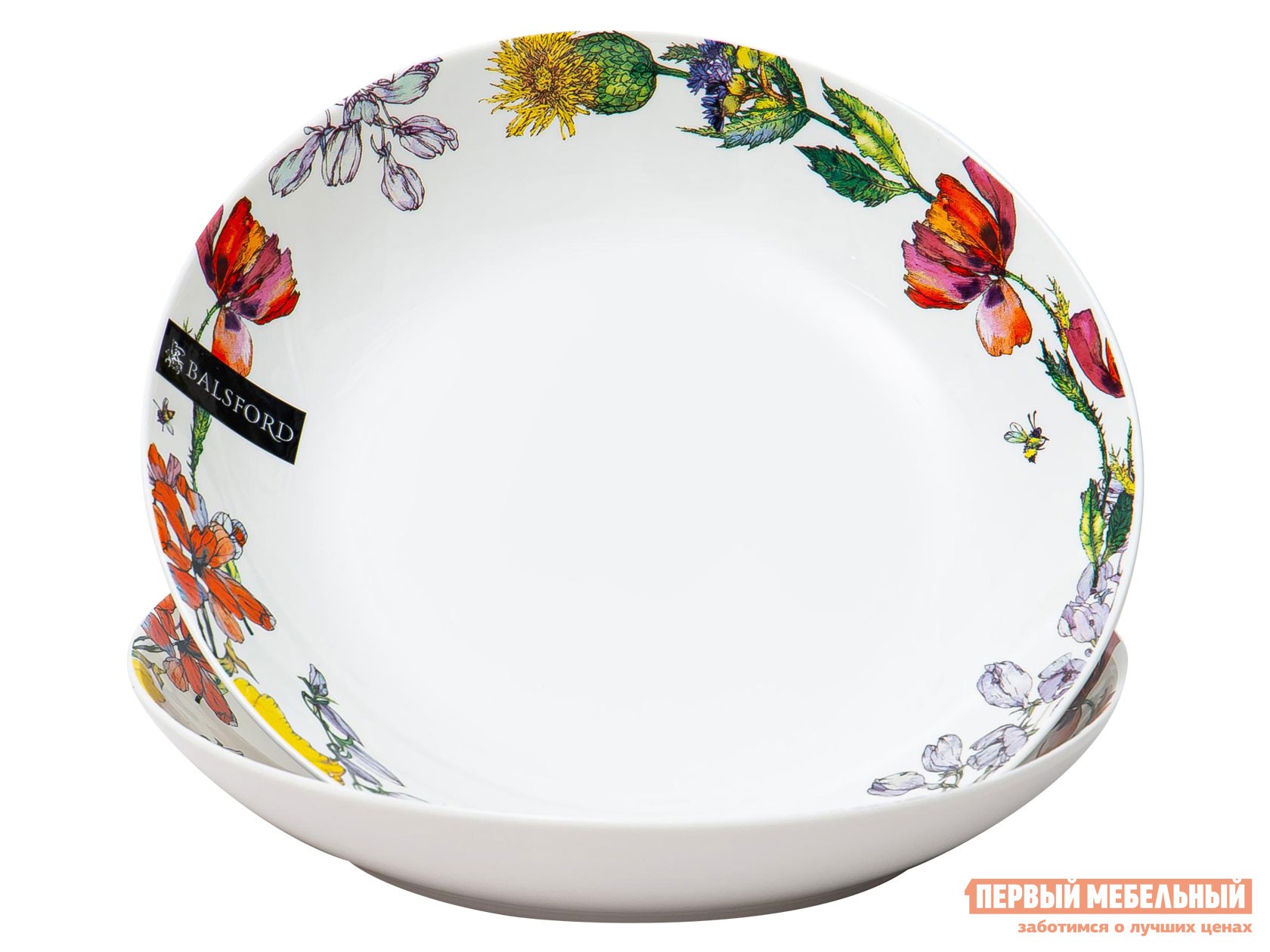 Комплект столовой посуды  Полевые цветы 2 предмета Белый, фарфор