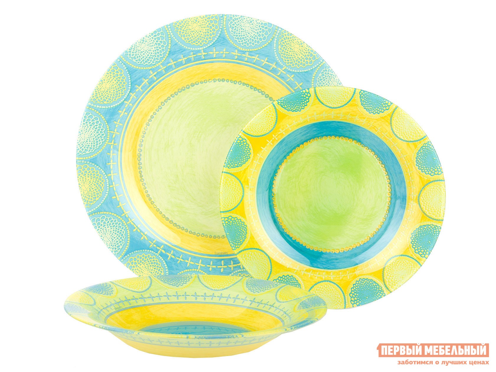 Комплект столовой посуды  Тюркуаз 18 предметов Стекло