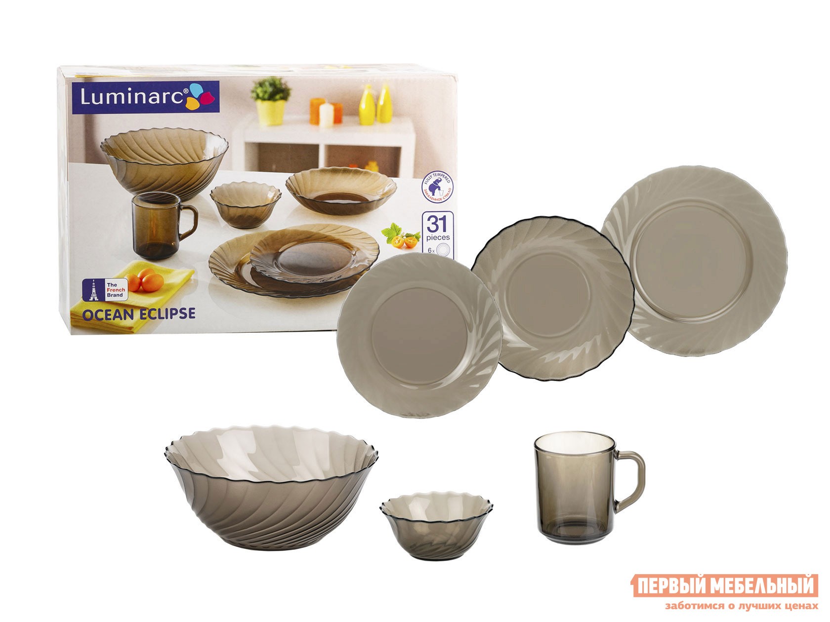 Комплект столовой посуды  Оушен 31 предмет Стекло