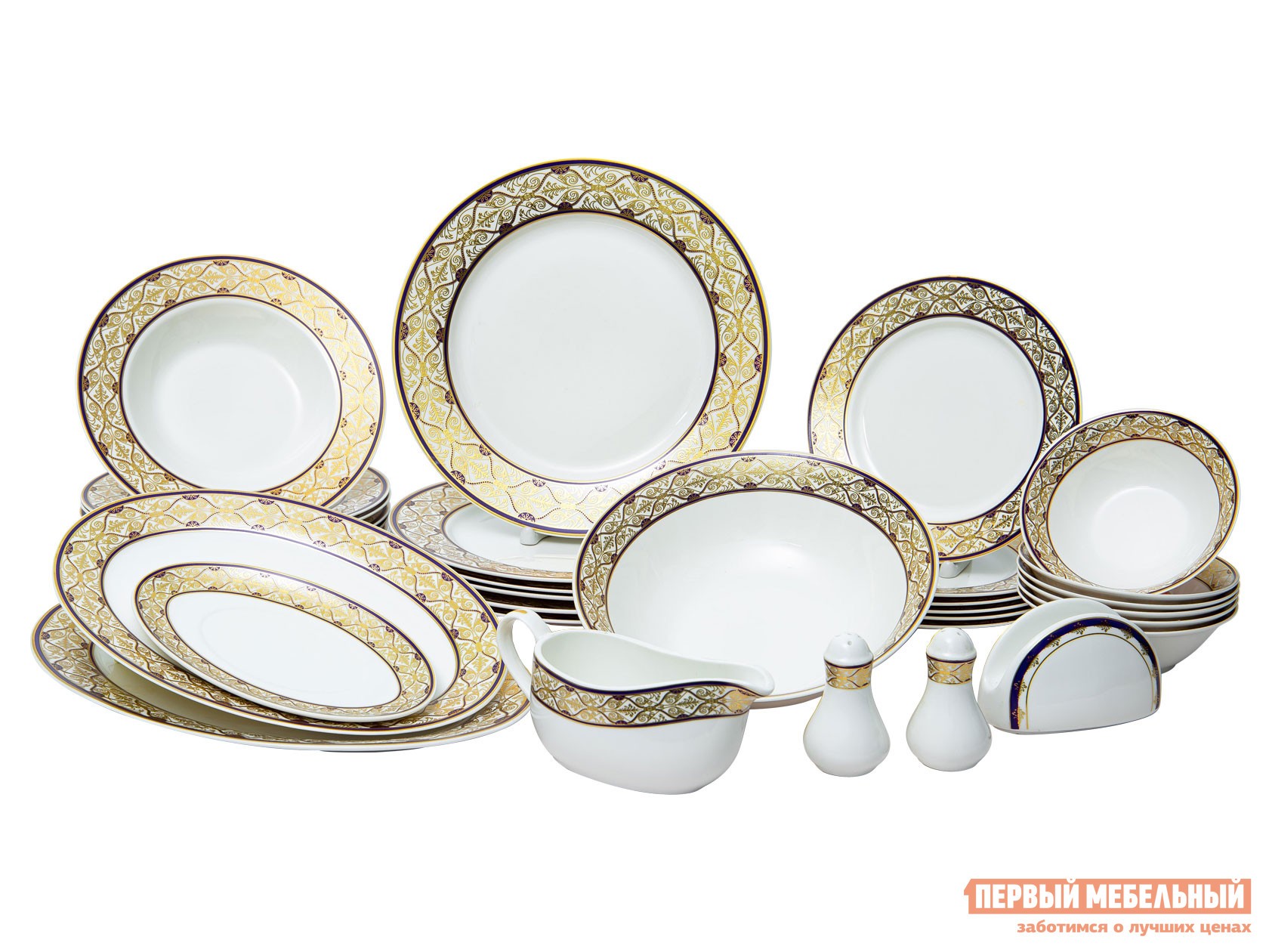Комплект столовой посуды  Эстелла Голд 32 предмета Белый, фарфор