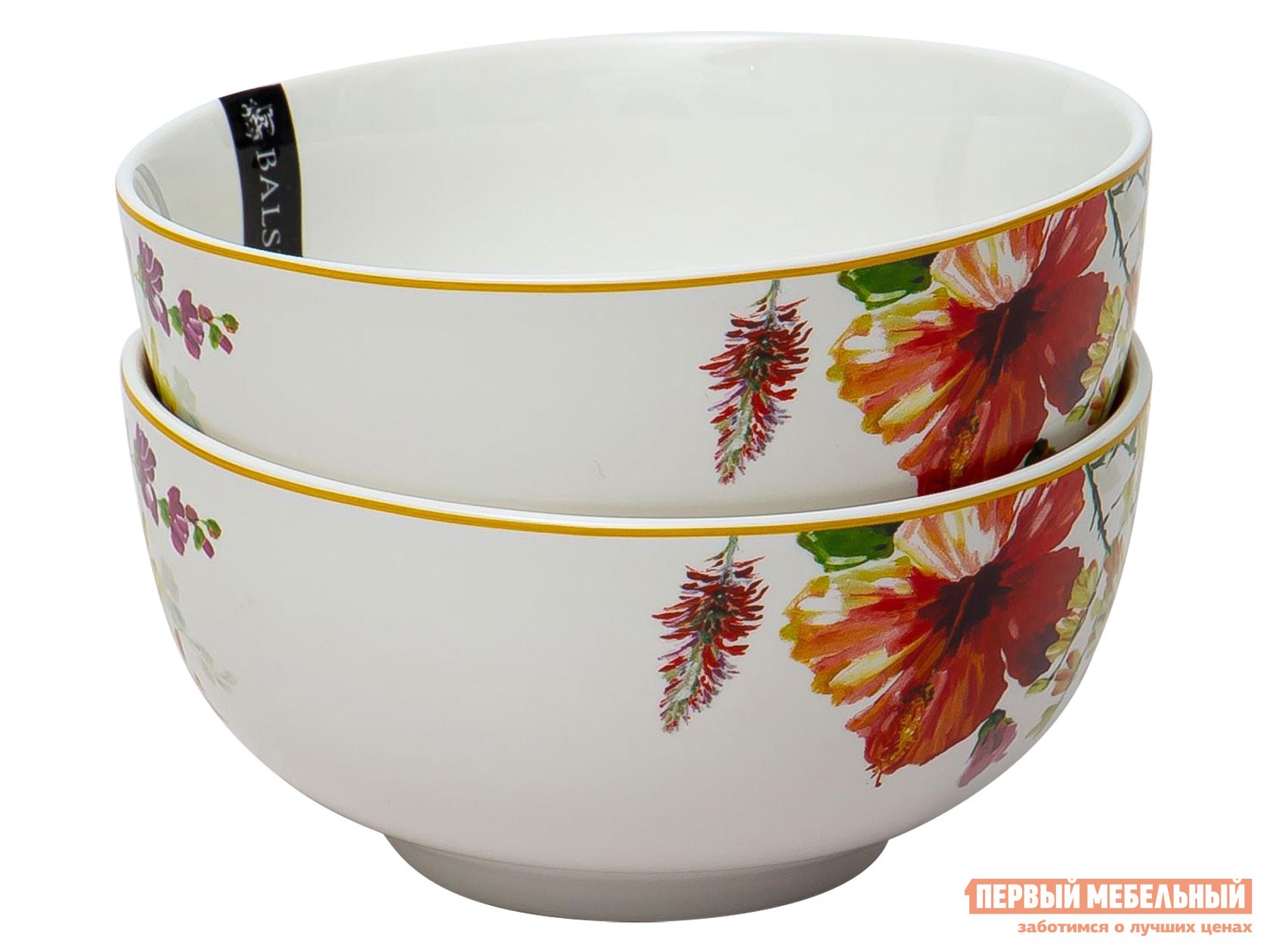 Комплект столовой посуды  Акварельный букет 550 мл Белый, фарфор