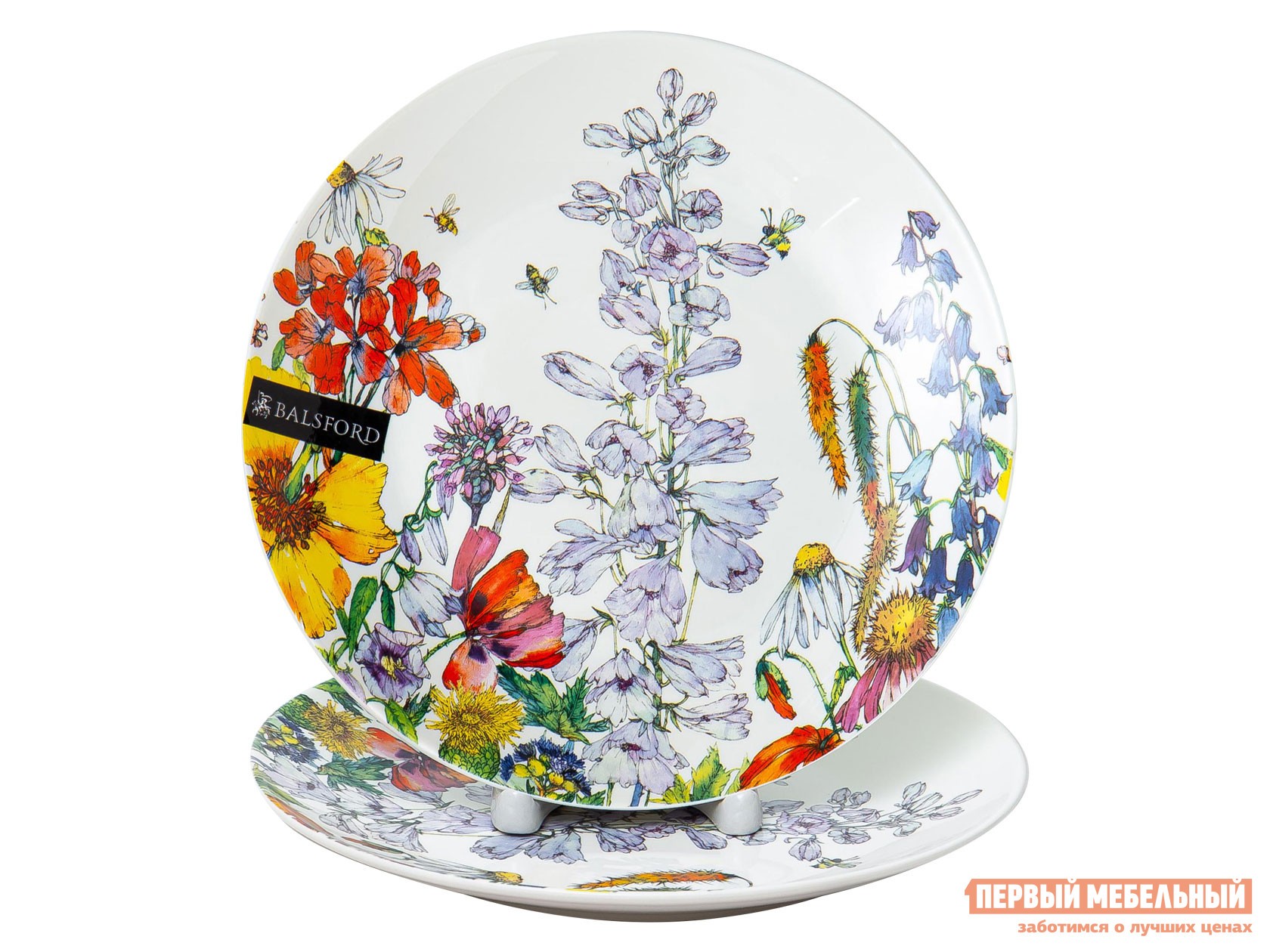 Комплект столовой посуды  Полевые цветы 2 предмета Белый, фарфор