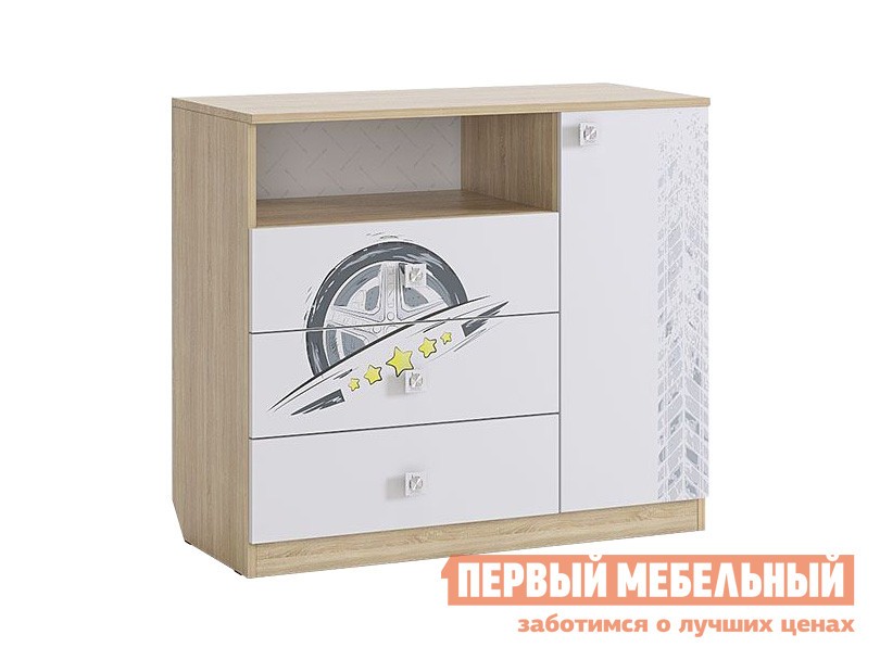 Детский комод  Форсаж Дуб Сонома / Белый