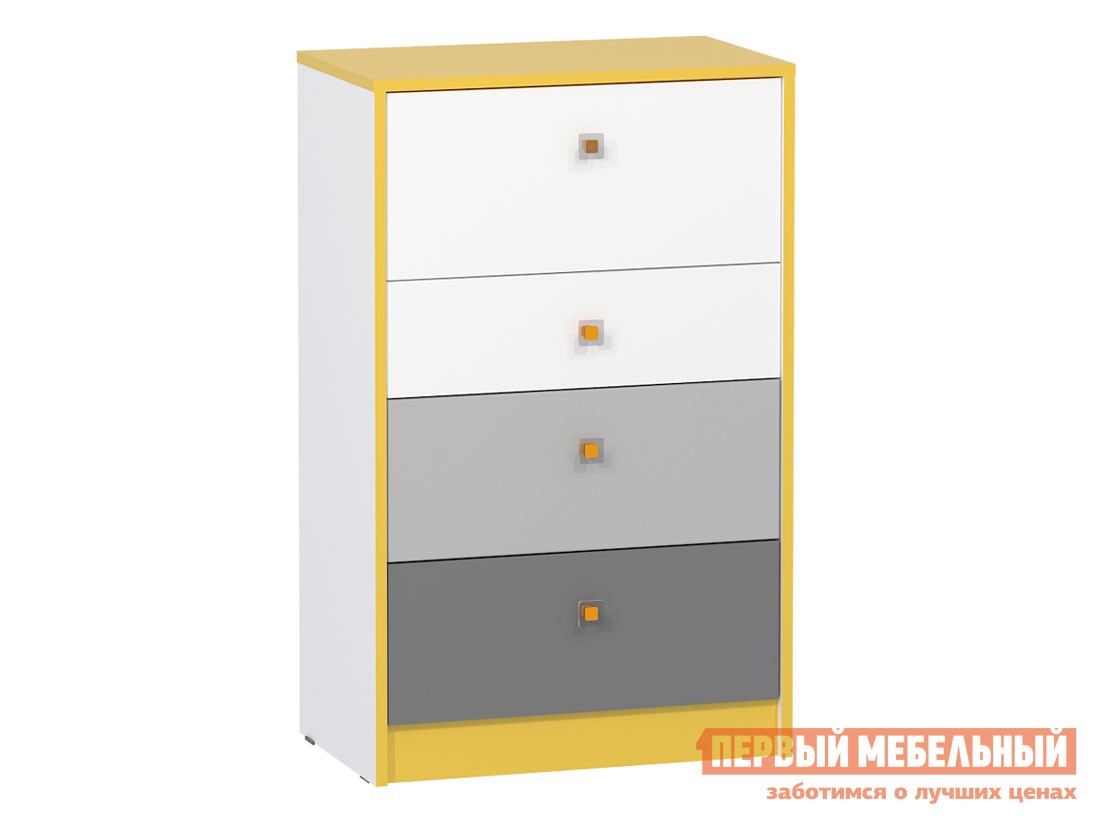 Детский комод  Альфа Солнечный Свет / Темно-серый / Белый премиум / Стальной Серый