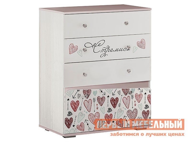 Детский комод  Малибу Ясень белый / айскрим / фотопечать
