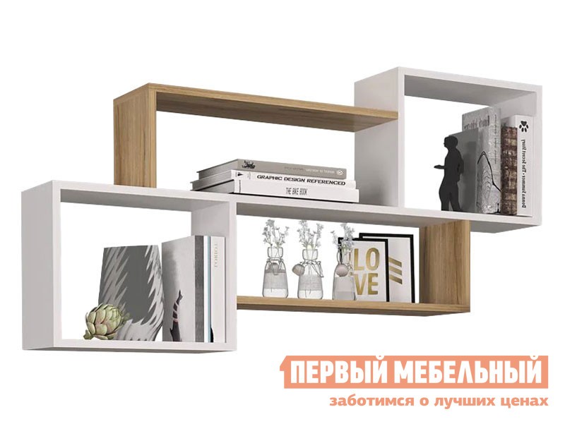 Детская полка  Лайт Дуб Золотой / Белый