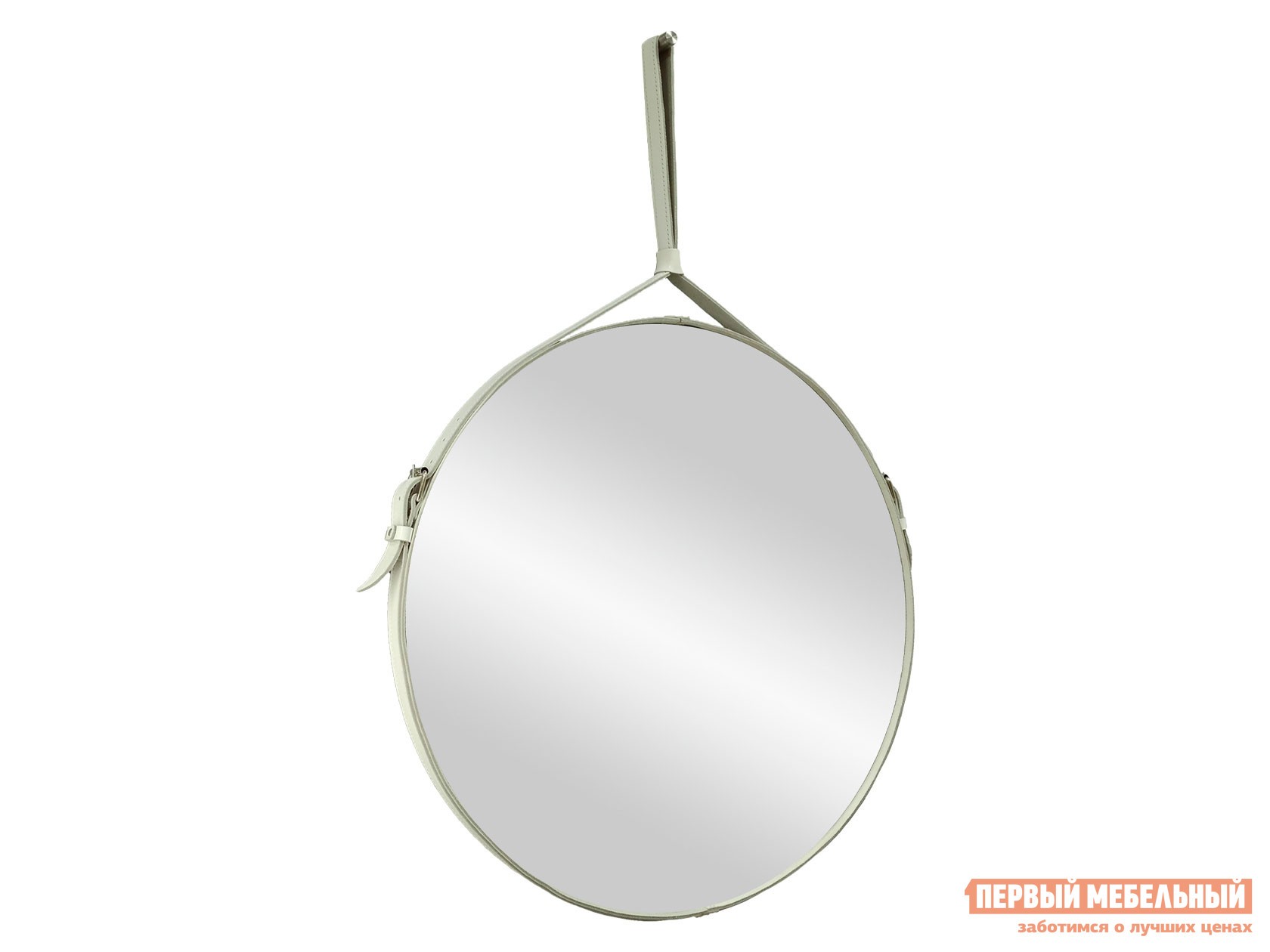 Настенное зеркало  Ритц Белый, натуральная кожа