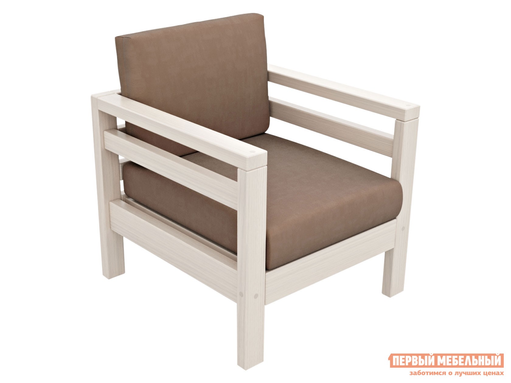 Кресло  Домино Дуб беленый / Коричневый, велюр