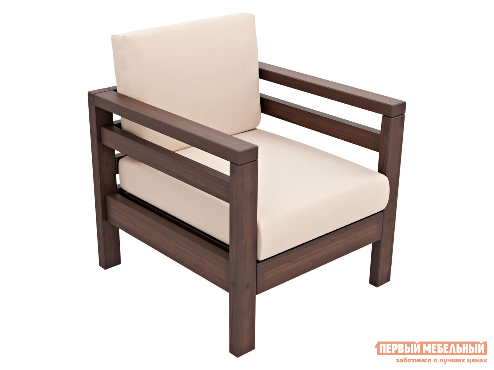 Кресло  Домино Орех / Молочный, велюр