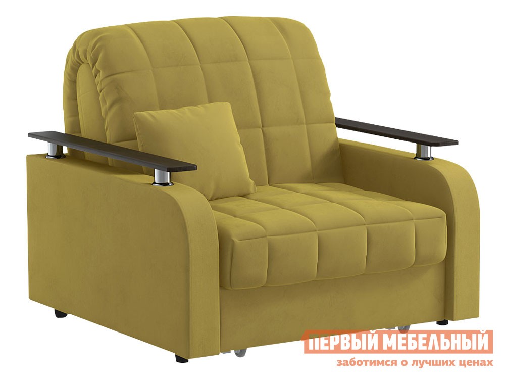 Кресло-кровать  Франческо Желтый, велюр, Пенополиуретан, С ящиком