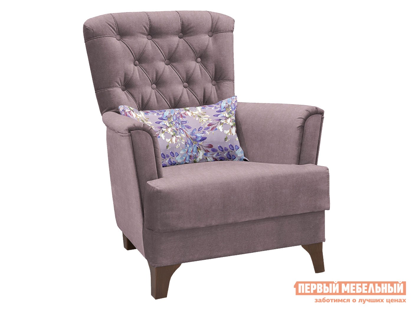 Кресло  Ирис Серо-сиреневый / Цветы, велюр