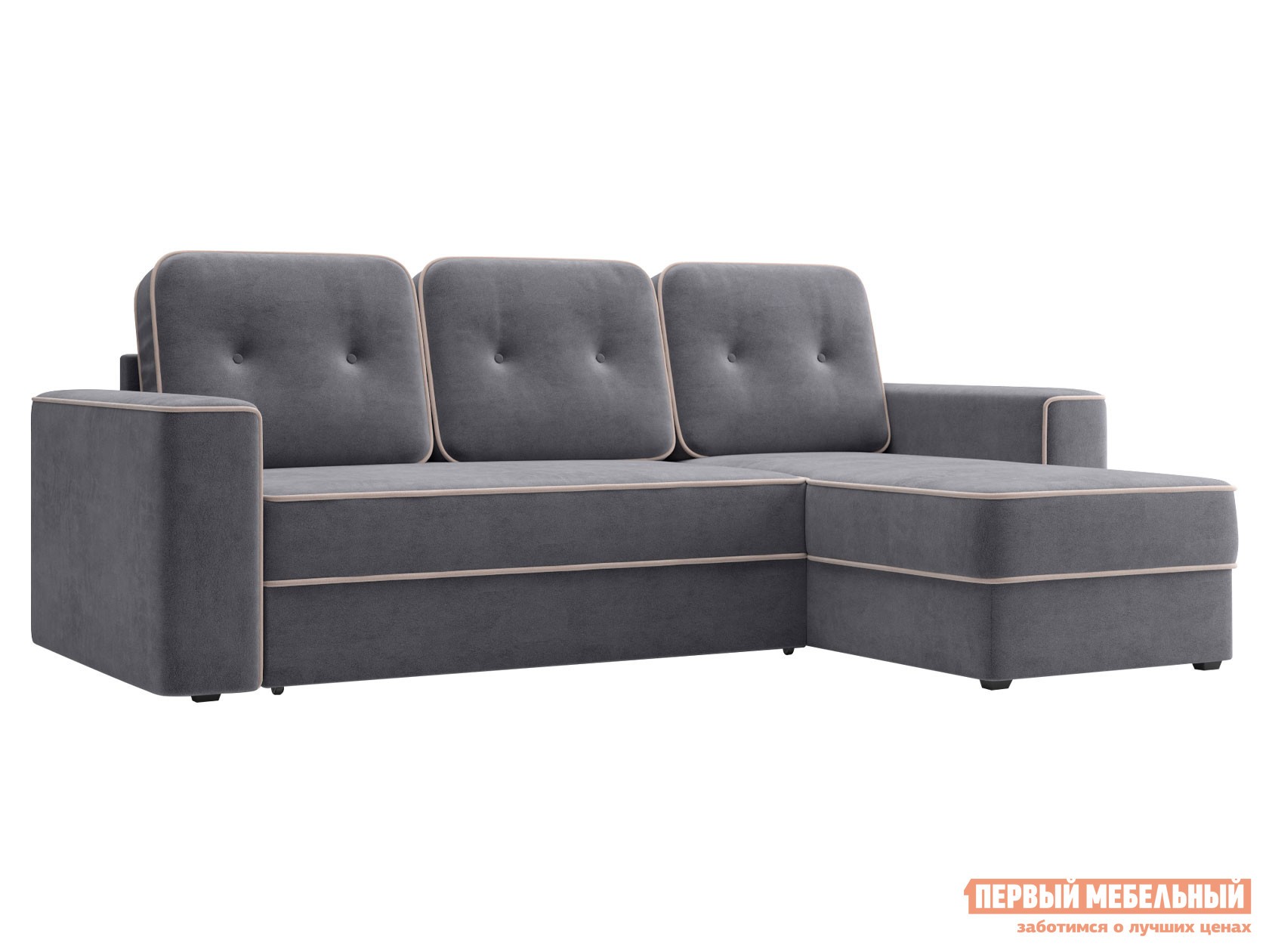Угловой диван  Бристоль НПБ Темно-серый, велюр