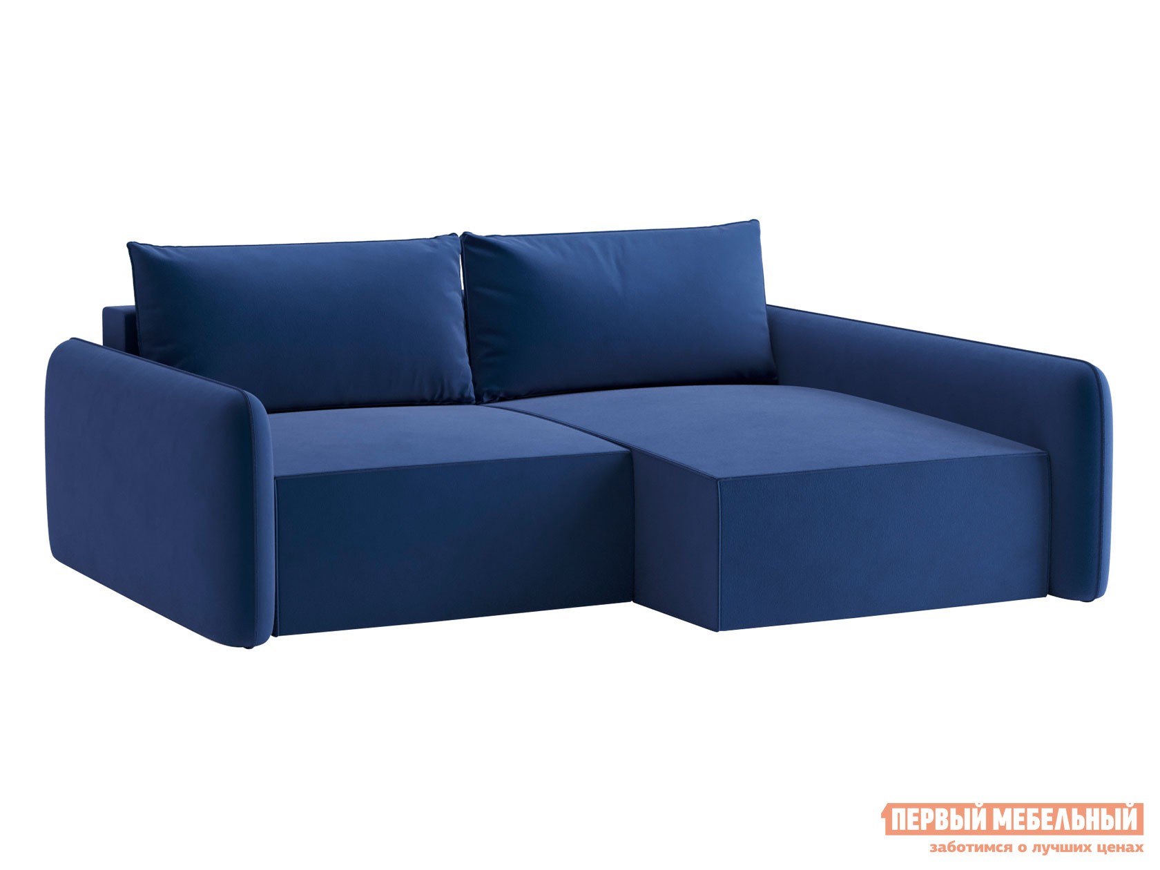 Угловой диван  Портленд Синий, велюр, Правая