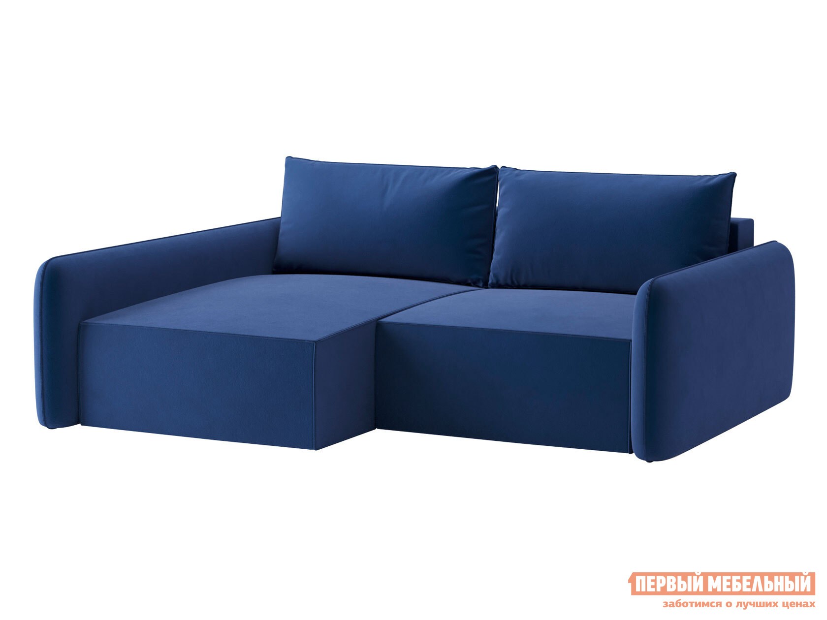 Угловой диван  Портленд Синий, велюр, Левая