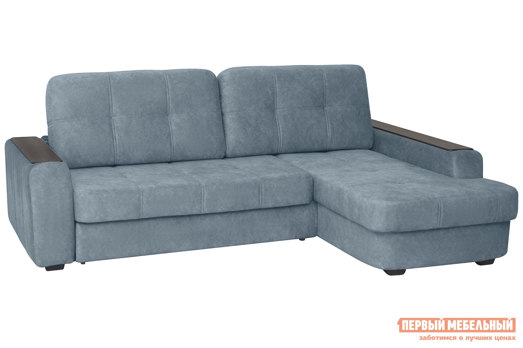 Угловой диван  Дрезден Серый, велюр, Правая