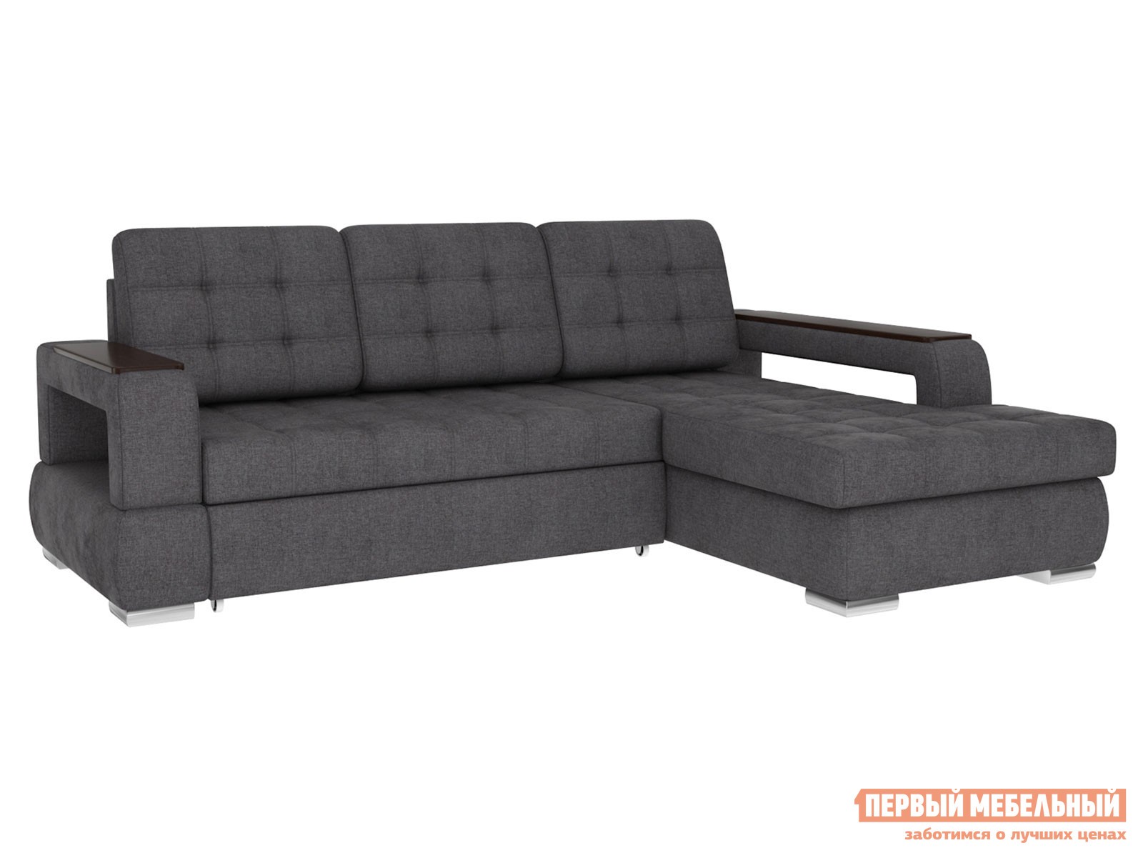 Угловой диван  Виктория Темно-серый, рогожка, Правая