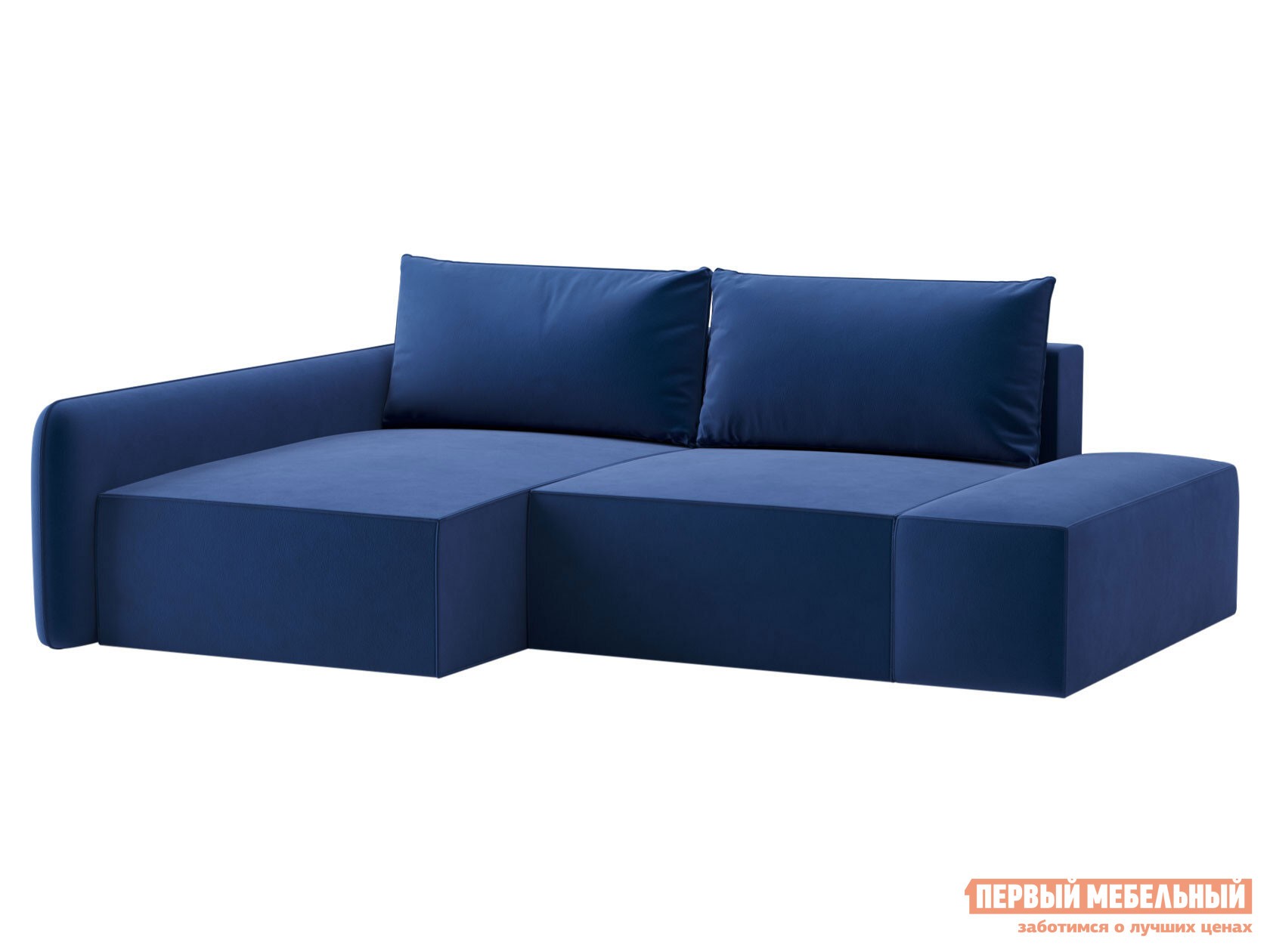 Угловой диван  Портленд Синий, велюр, Левая