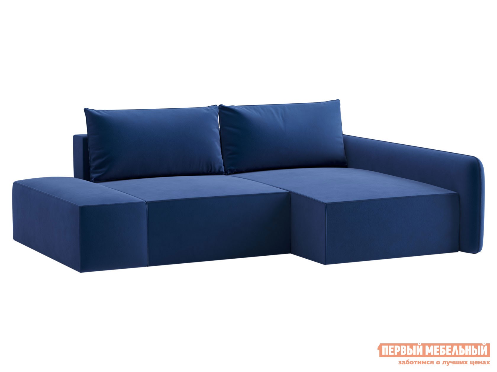 Угловой диван  Портленд Синий, велюр, Правая