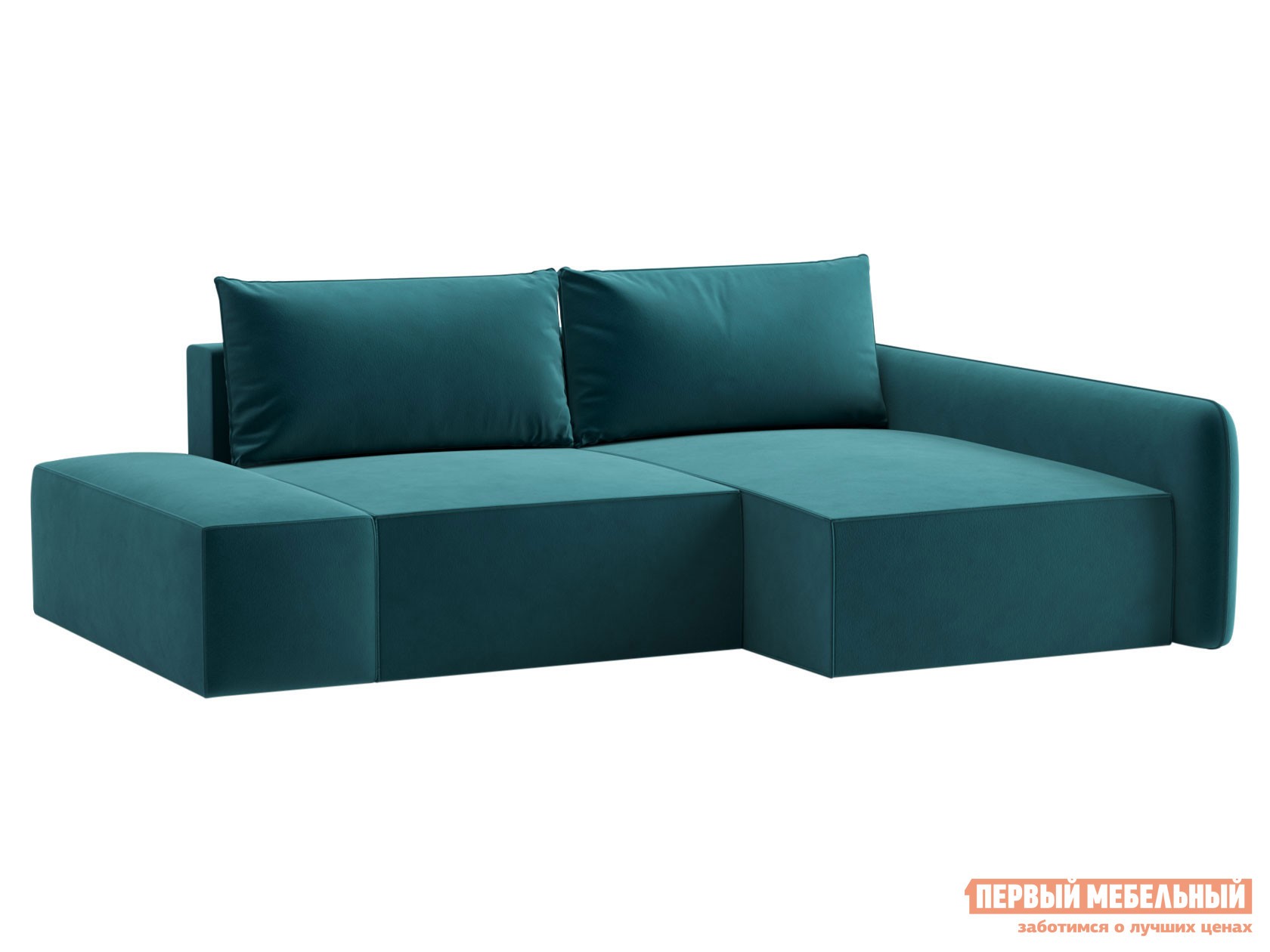 Угловой диван  Портленд Изумрудный, велюр, Правая