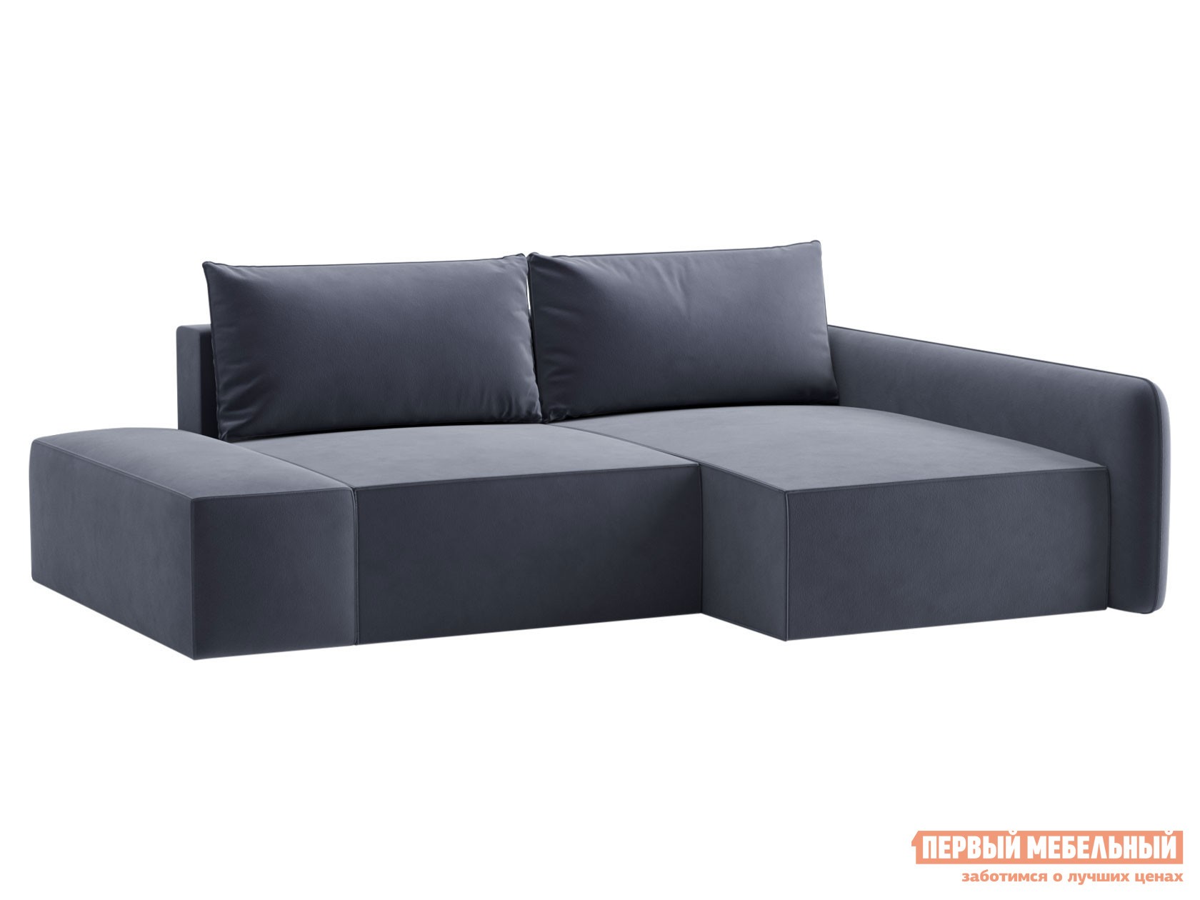 Угловой диван  Портленд Серый, велюр, Правая