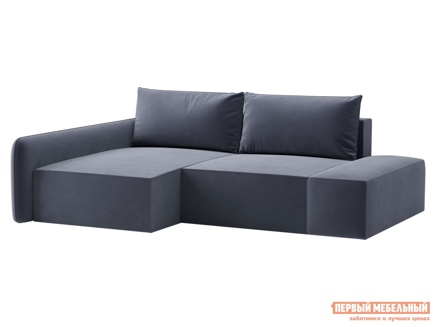 Угловой диван  Портленд Серый, велюр, Левая