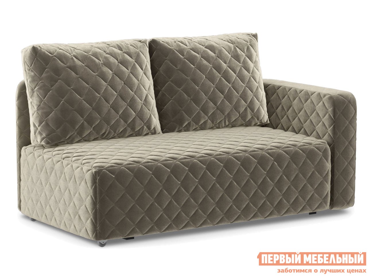 Прямой диван  Мортон Бежевый, велюр, Правая