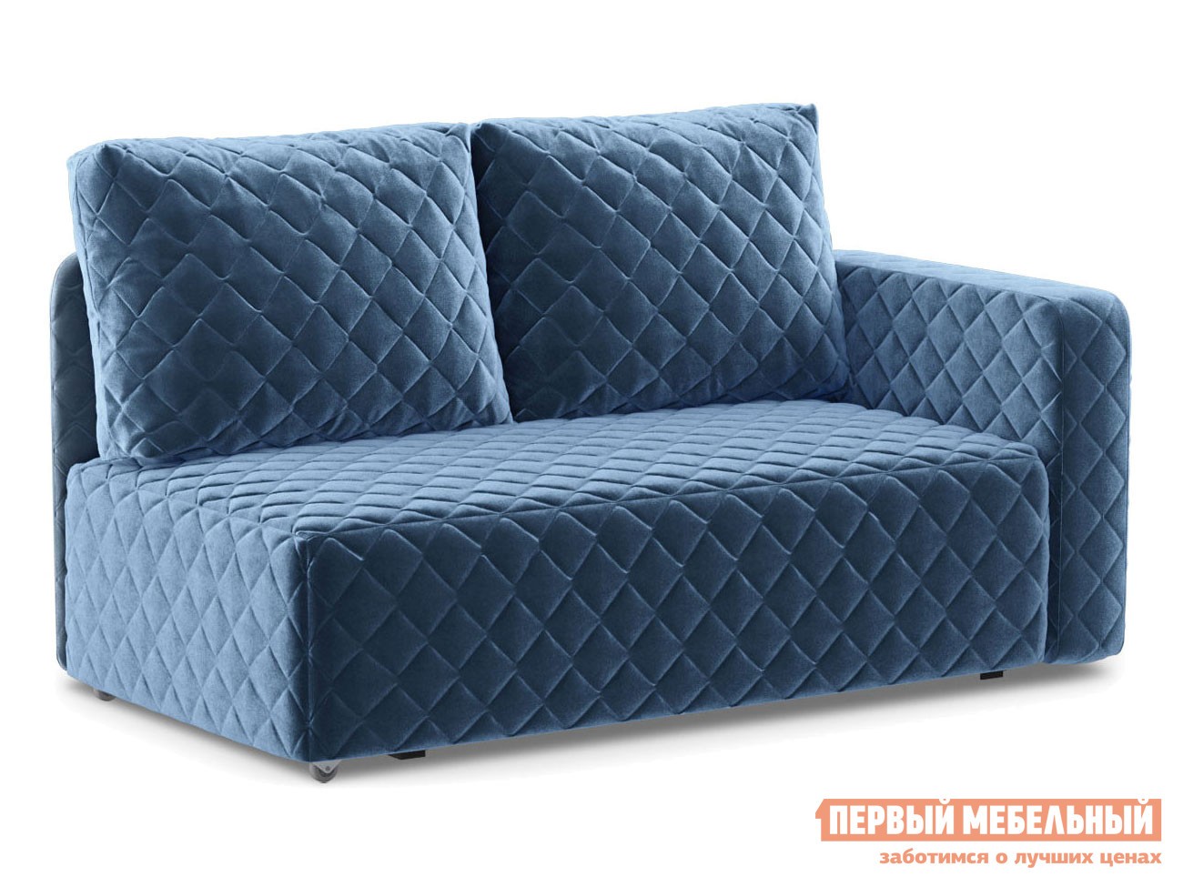 Прямой диван  Мортон Синий, велюр, Правая