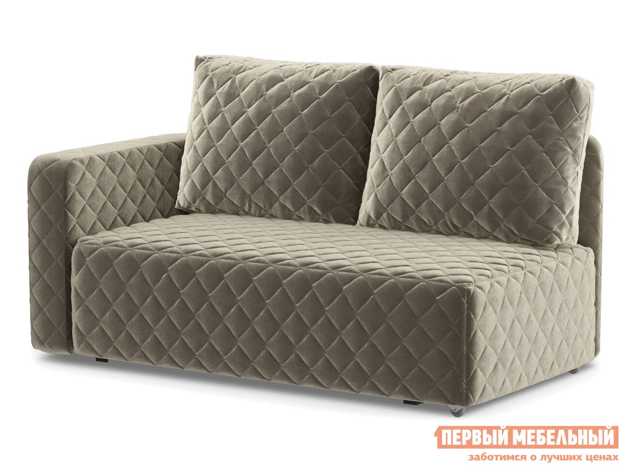 Прямой диван  Мортон Бежевый, велюр, Левая