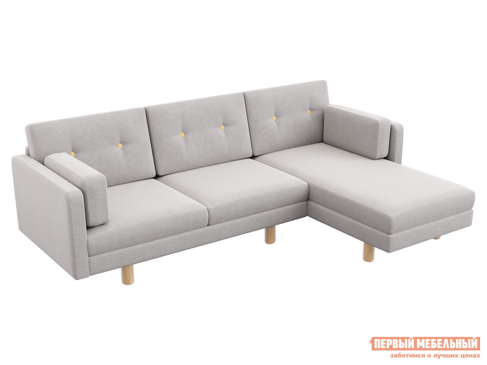 Угловой диван  Ингвар Серый, велюр, Правая