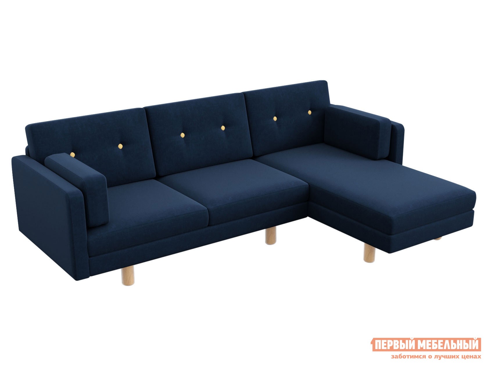 Угловой диван  Ингвар Деним, велюр, Правая