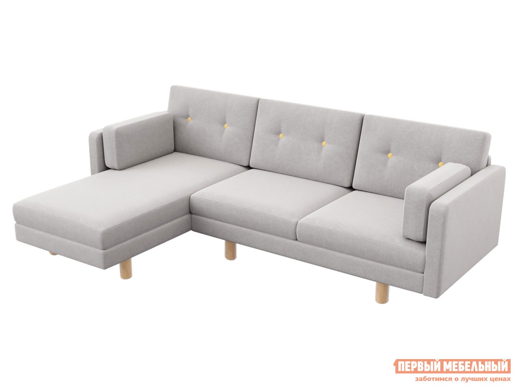 Угловой диван  Ингвар Серый, велюр, Левая