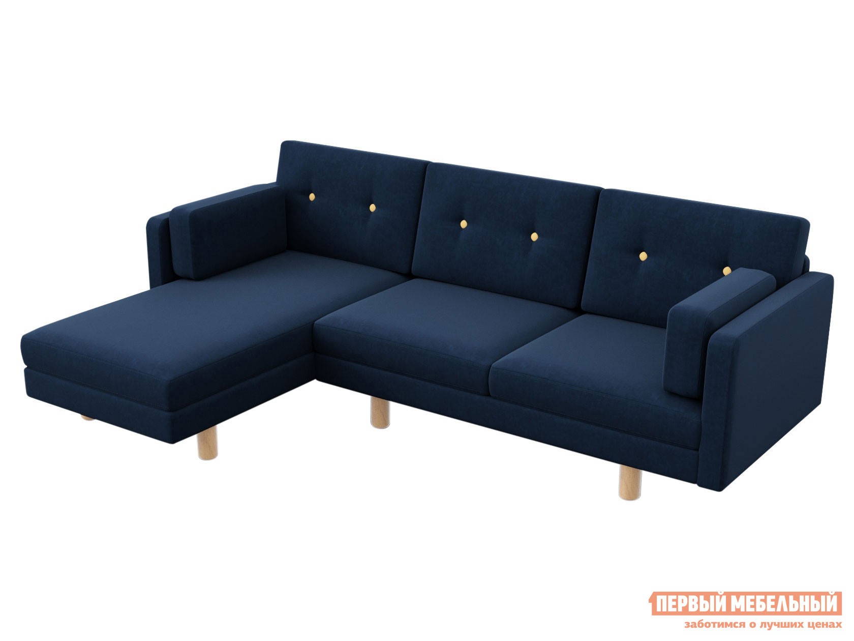 Угловой диван  Ингвар Деним, велюр, Левая