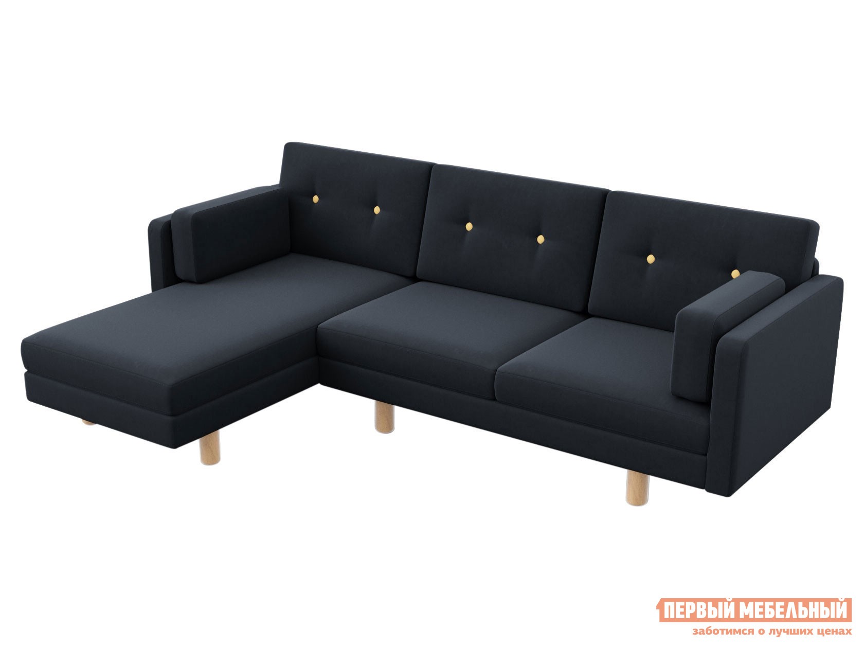 Угловой диван  Ингвар Графит, велюр, Левая