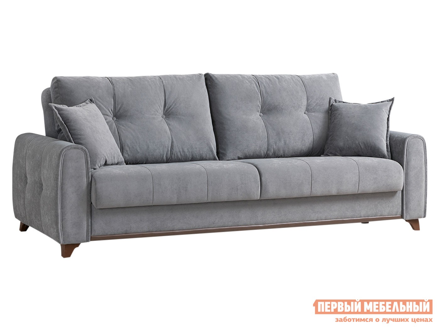 Прямой диван  Плимут Серый, велюр