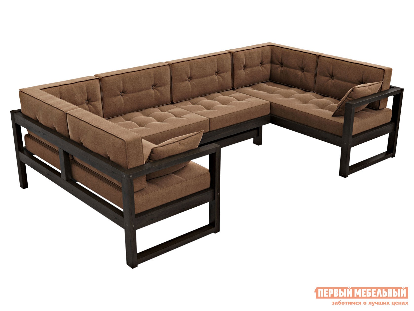 Угловой диван  Астер Венге / Коричневый, рогожка